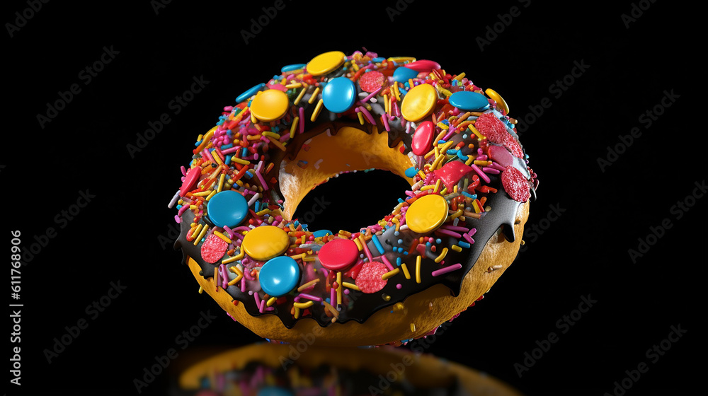 Donut made from other candies and sweets melts image AI generated art