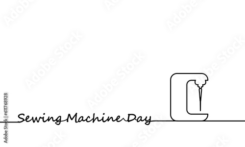 Sewing machine day line, vector art illustration.