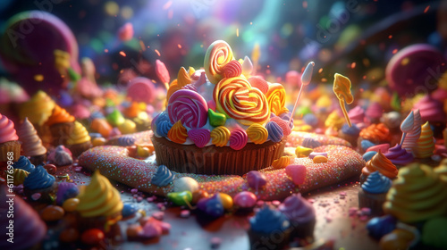 Super colorful sweets candy lollipop rainbow swirl alamy image Ai generated art