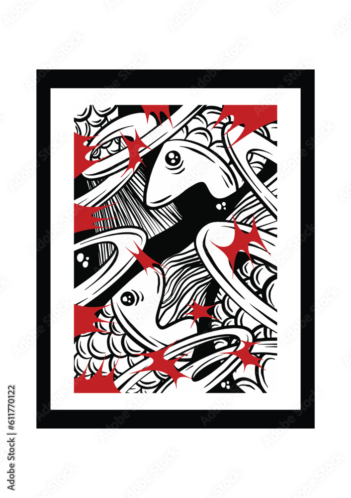 Fototapeta premium Fish illustration art for T-shirt and print wall decorative