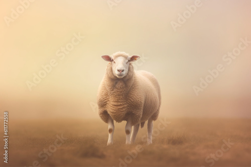 A minimalist photo of a sheep on isolated nature background a hyper
