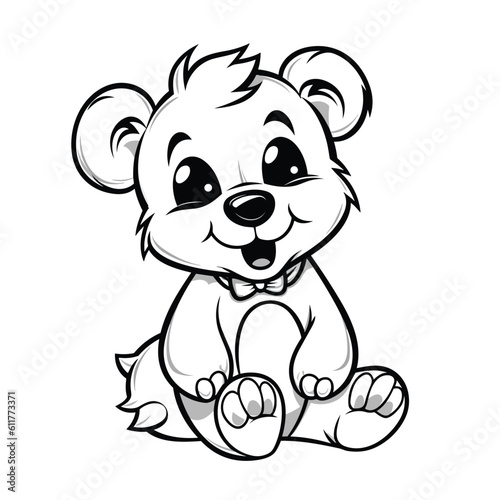 Happy Bear   colouring book for kids  vector illustration
