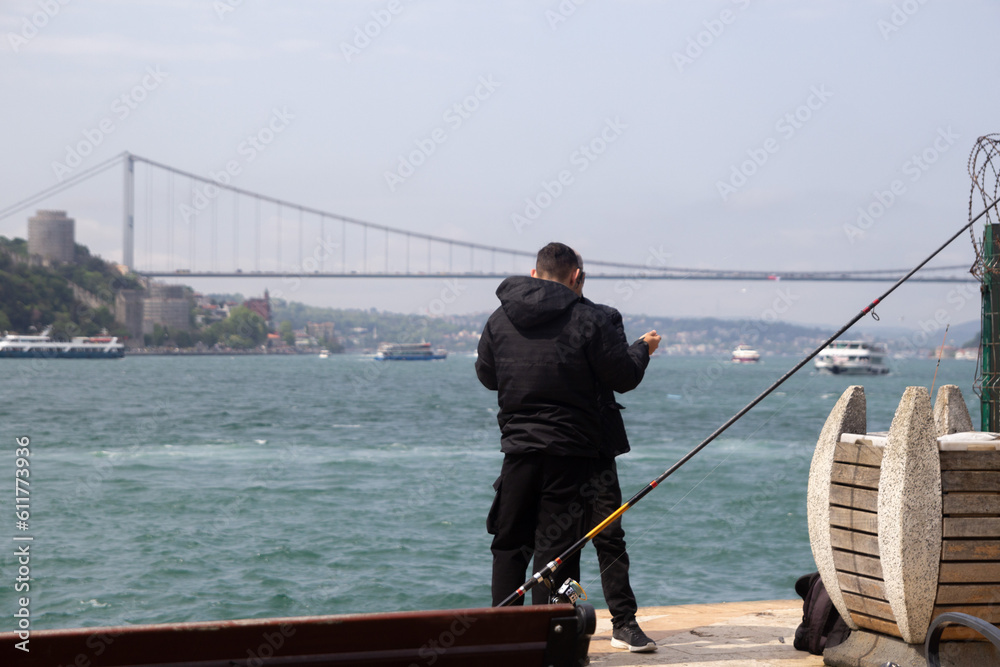 Two fishing boys in kandilli Istanbul, turkey