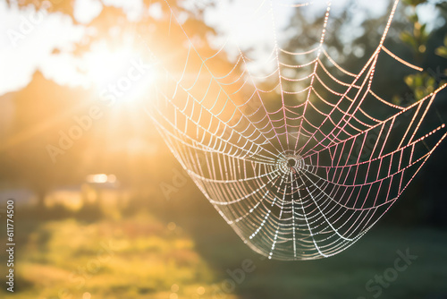 Obraz na plátně Spinnweben im Morgentau