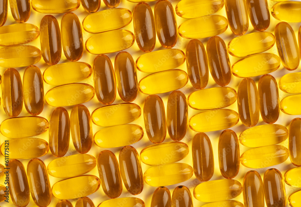 Seamless pattern of omega 3 capsules on a white background. Seamless pattern of omega 3 capsules on a white background.