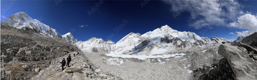 everest base camp panorama khumbu glacier