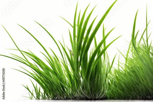 green grass blades on a white background. Generative AI