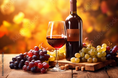 beverage glass alcoholic alcohol food bottle wine winery grape background drink. Generative AI.