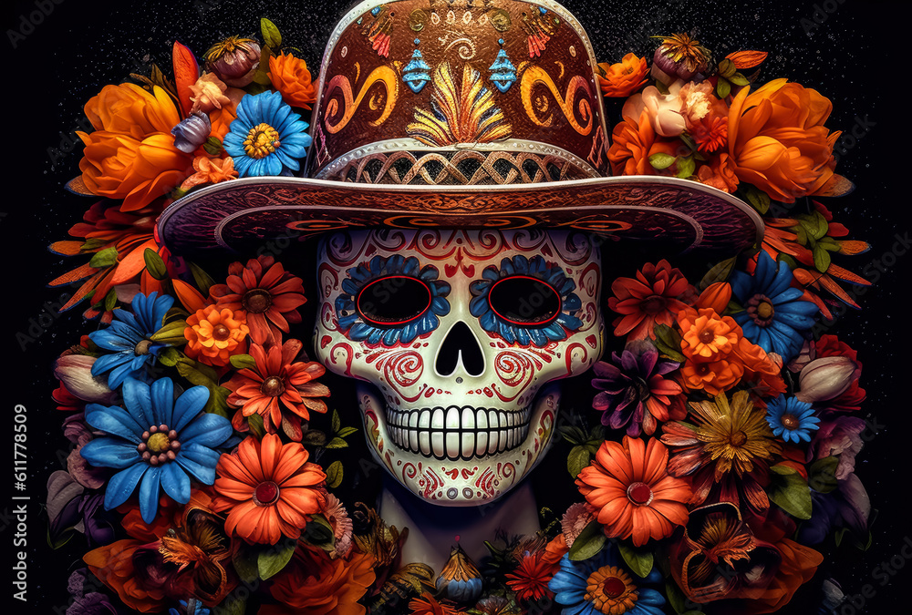 a sombrero in the shape of a mexican skull, generative ai