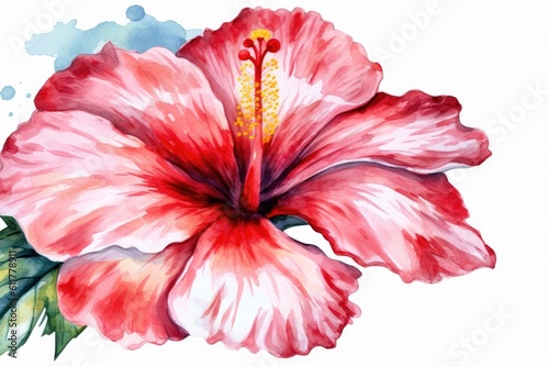 delicate pink flower captured in watercolor. Generative AI
