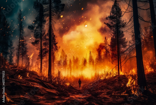 forest fire burning , generative ai