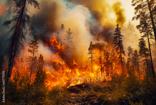 forest fire burning   generative ai