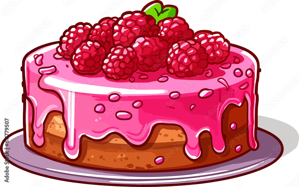 Cartoon Raspberry pistachio cake Design, Png, illustration, Generative AI Cartoon Raspberry pistachio cake Design, Png, illustration, Generative AI