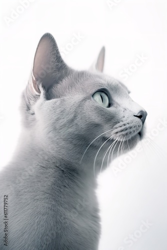 Russian Blue Cat Watching