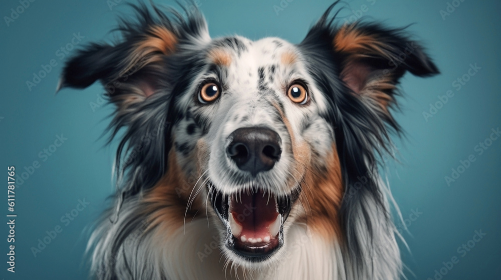 Generative Ai image of a herding dog face close up