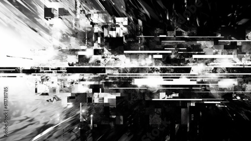 Abstract black white line flow  technology concept with ink concept background