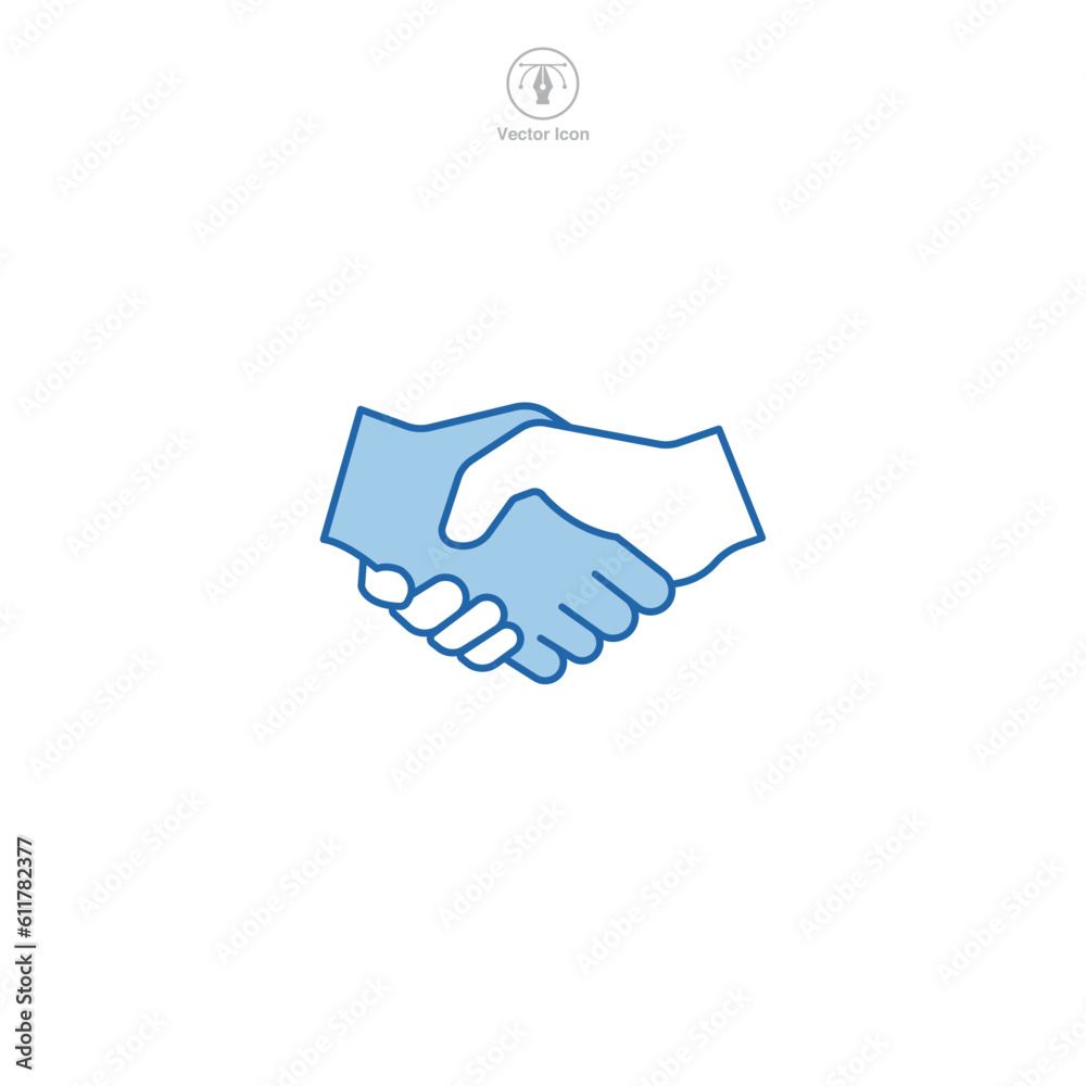 Handshake icon. A friendly and inclusive vector illustration of a handshake, representing agreements, partnerships, and trust.