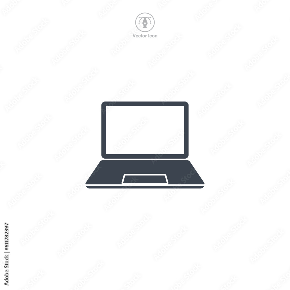 Laptop or Desktop icon. A modern and versatile vector illustration of a laptop or desktop computer, representing technology, work, and productivity. Laptop or Desktop icon. A modern and versatile vector illustration of a laptop or desktop computer, representing technology, work, and productivity.