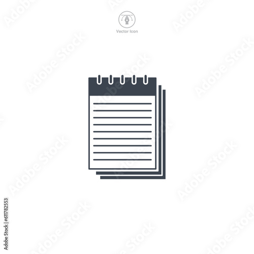 Notepad icon, A clean and practical vector illustration of a notepad, representing note-taking, ideas, and reminders.