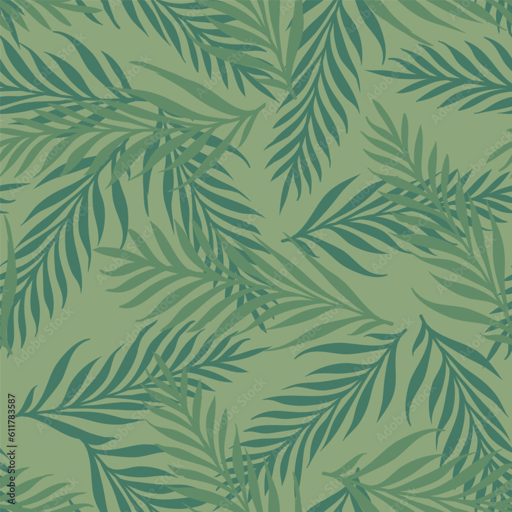 Vector seamless tropical pattern with palm leaves. Vector pattern of tropical plants.