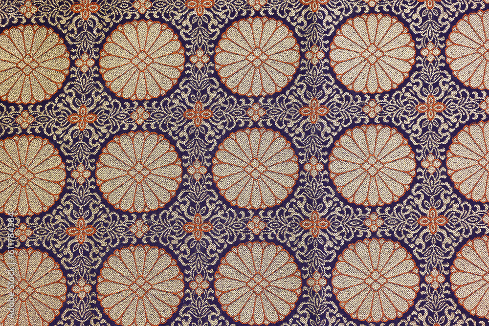 和風の刺繍が入った布地の背景画像 和風の刺繍が入った布地の背景画像