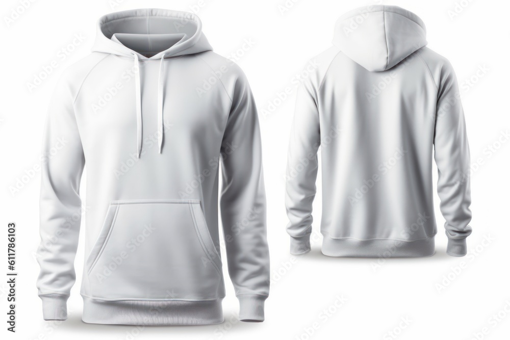 Blank White Men's Hoodie Sweatshirt (Long Sleeve) with Clipping Path (Generative AI) Blank White Men's Hoodie Sweatshirt (Long Sleeve) with Clipping Path (Generative AI)