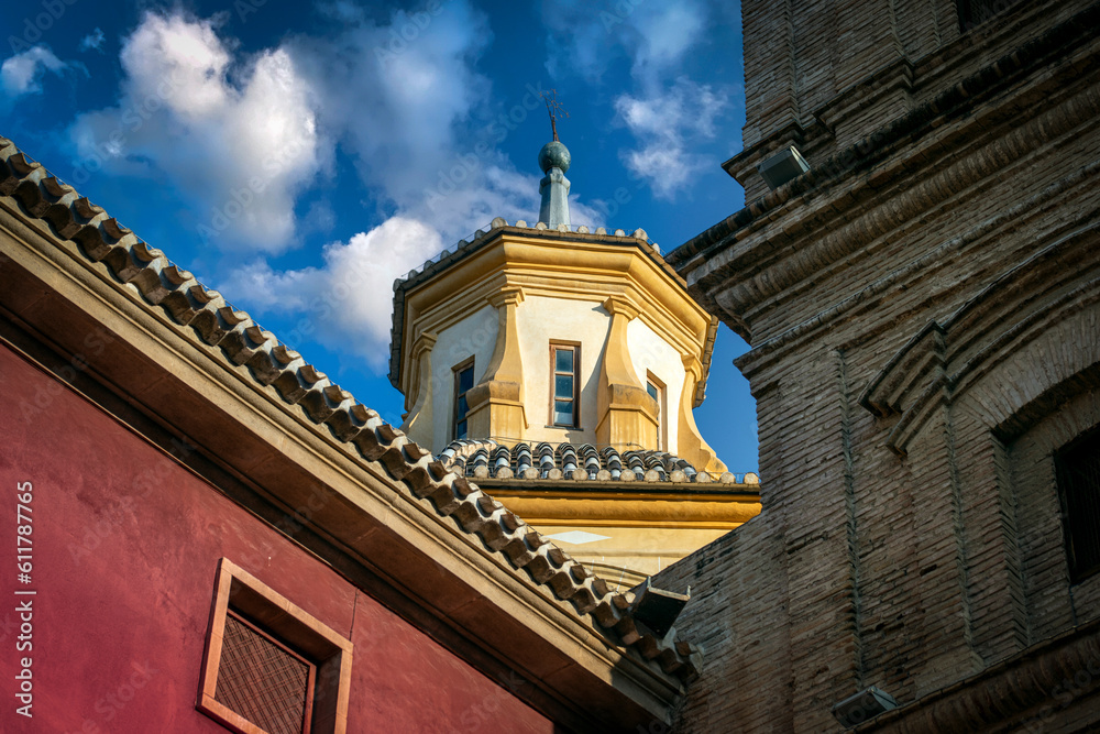 Colorful detail of the dome of the church of Santo Domingo in the square of the same name in Murcia, Spain