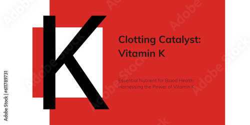Vitamin K Banner on Red Background. Stylish Banner with Text and Icon for Healthcare and Medical