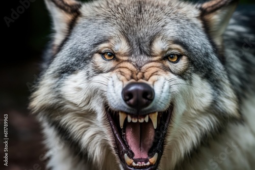The Aggressive Wolf Grinned - Generative AI © nadunprabodana