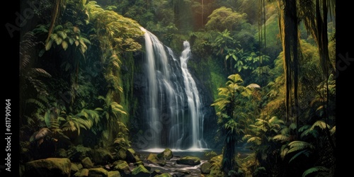 magnificent waterfalls cascading down lush cliffs cool places to visit in the summer   Generative AI Digital Illustration Part 100623