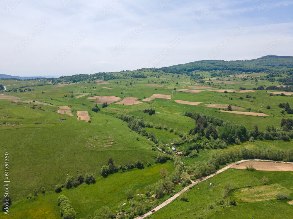 Obraz premium Aerial view of Sredna Gora Mountain, Bulgaria