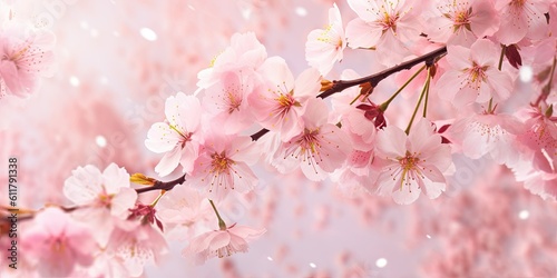 canopy of delicate cherry blossoms in full bloom  creating a breathtaking display of pink and white petals  Generative AI Digital Illustration Part 110623