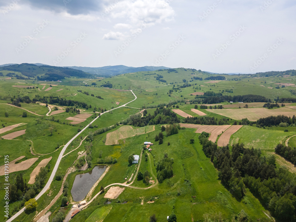 Obraz premium Aerial view of Sredna Gora Mountain, Bulgaria