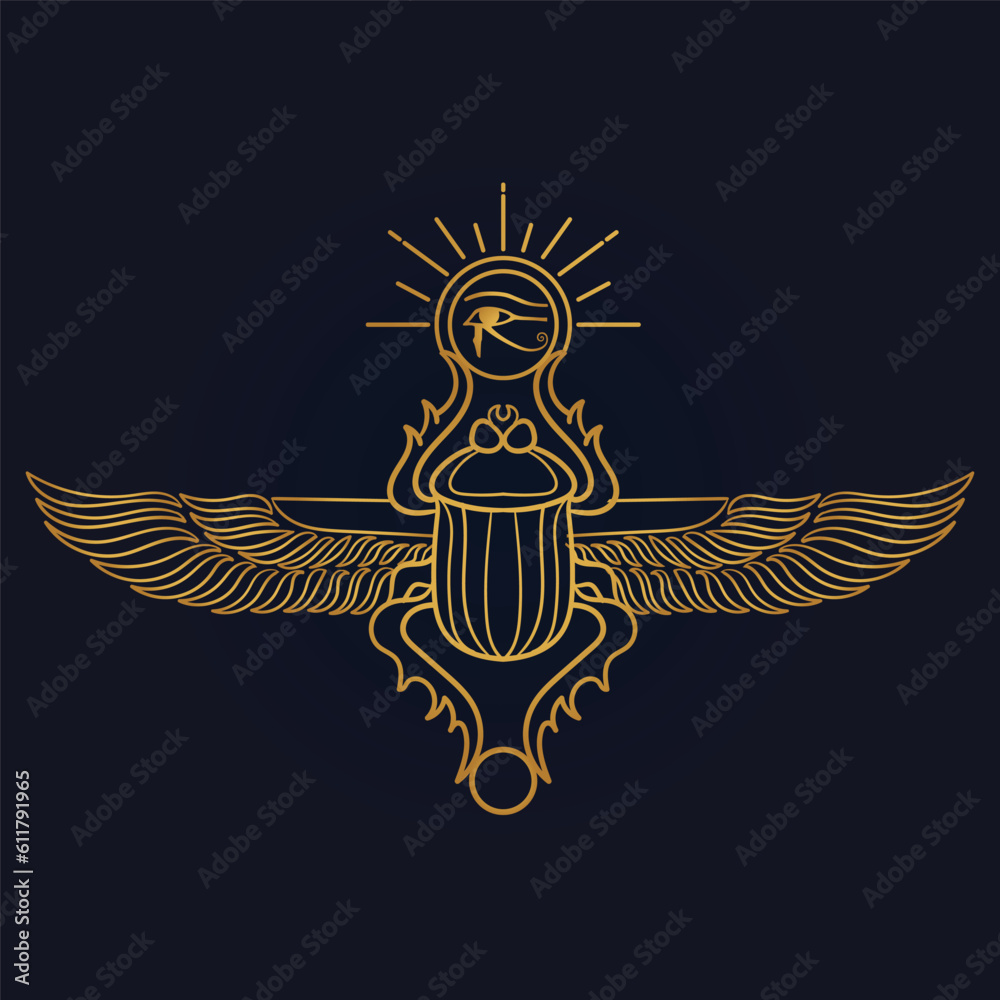 Egyptian Scarab bug with wings And ankh symbol Egyptian Scarab bug with wings And ankh symbol