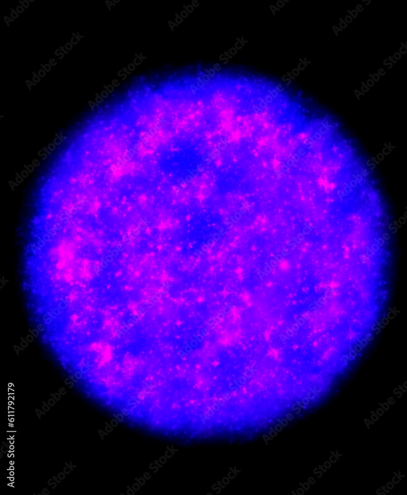 abstract background, glowing burning blue pink ball on black background 