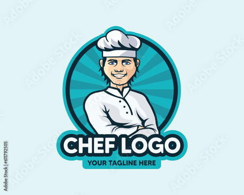 Chef mascot logo or label vector illustration, good for food business and culinary.