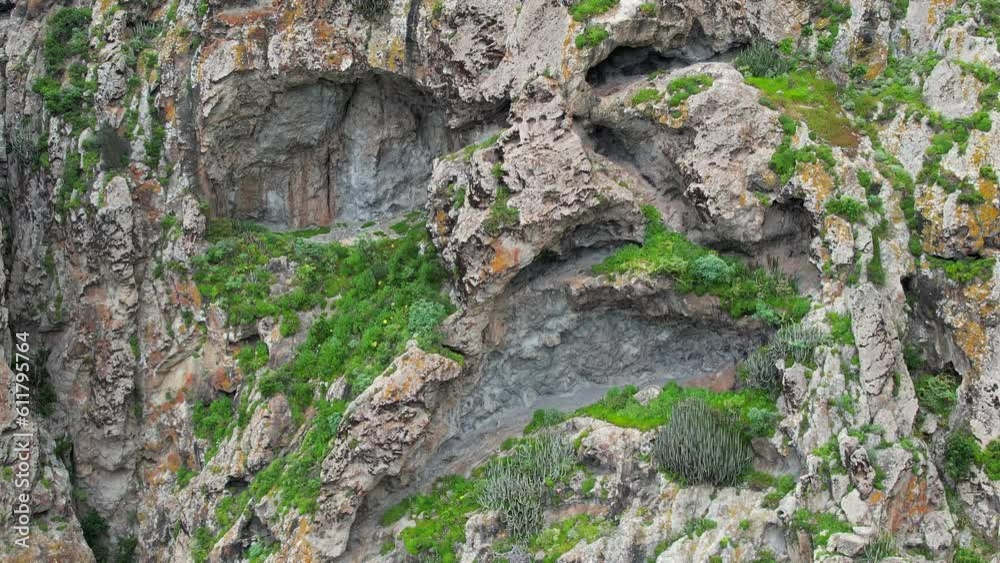 Aerial view along the Atlantic Ocean near Benijo in the Anaga Natural Park in Tenerife Canary Islands	