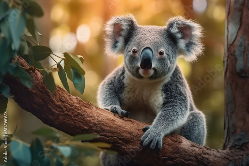 A minimalist photo of a koala on isolated nature background a hyper