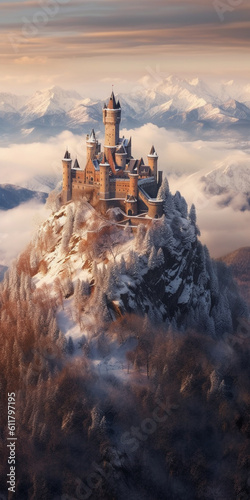 Cloudy landscape castle image mock-up 