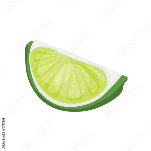 Slice of lime on white background