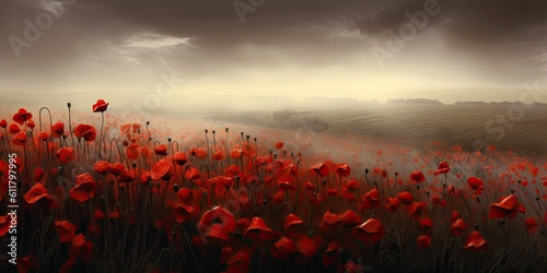 Poppies Carrying Stories of the Fallen In this evocative scene  Generative AI Digital Illustration Part 110623 © Cool Patterns