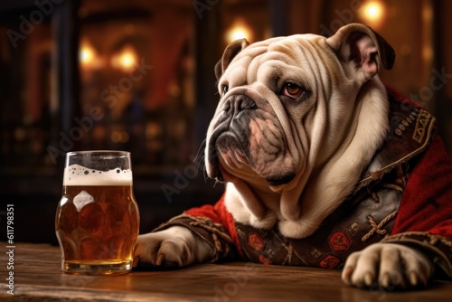 BullDog Drinking a Glass of...
