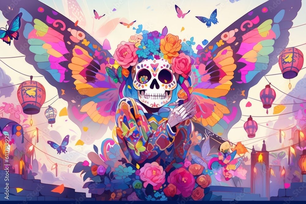 Celebrating the Vibrant Mexican Day of the Dead, Generative AI Celebrating the Vibrant Mexican Day of the Dead, Generative AI