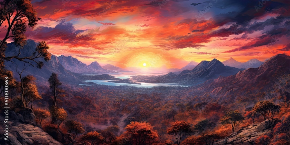 Radiant Dawn: A Serene Australian Landscape  Generative AI Digital Illustration Part#110623