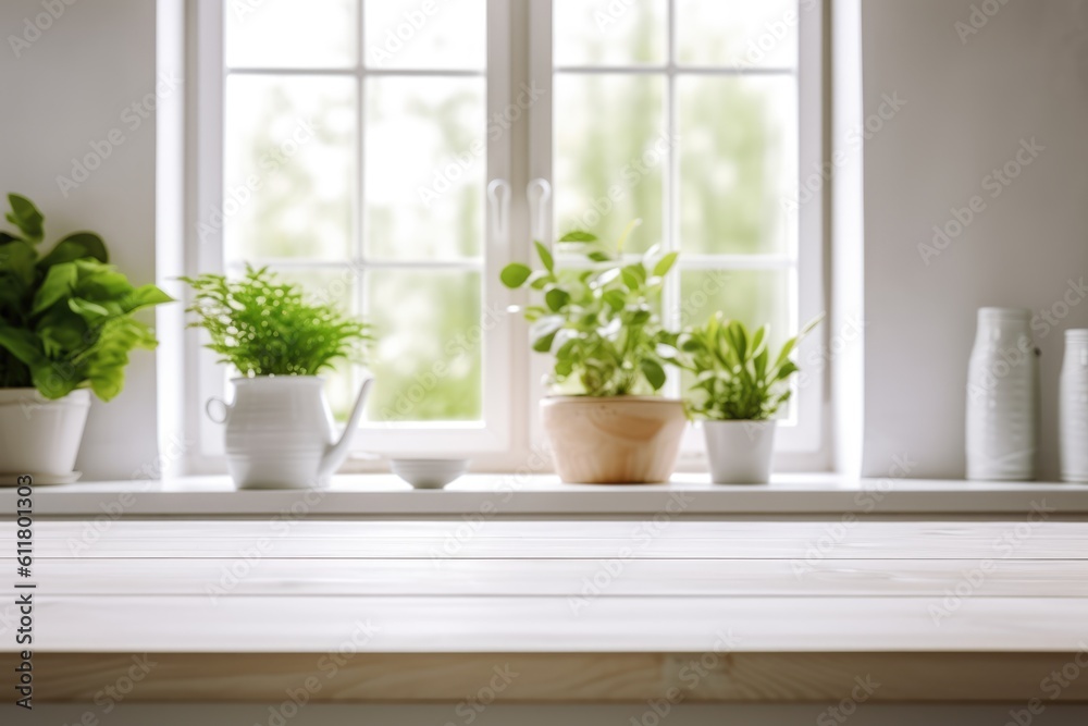White wooden surface on a kitchen for product presentation White wooden surface on a kitchen for product presentation