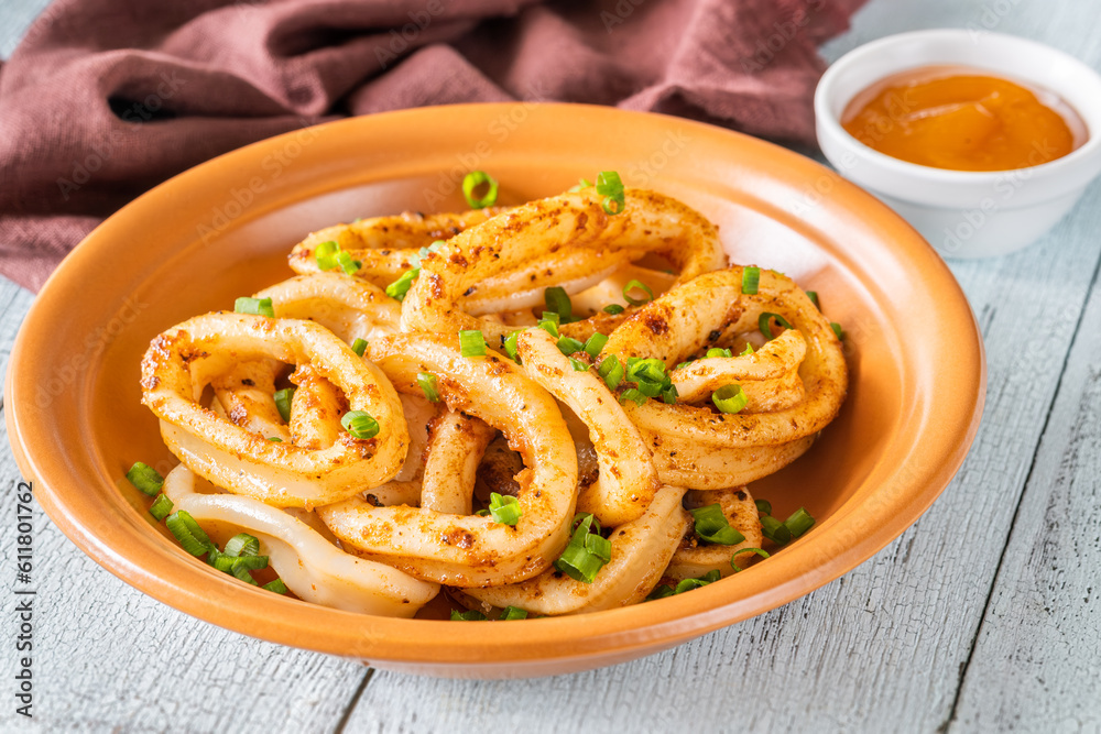 Fried squid rings Fried squid rings
