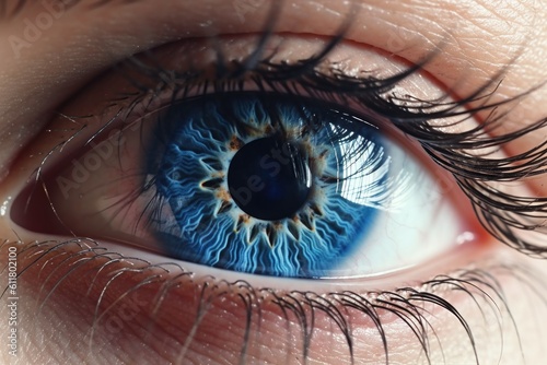 Closeup of a Blue Eye. Generative AI © JJAVA
