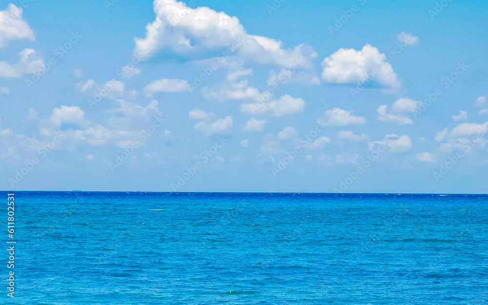 Tropical mexican beach clear turquoise water Playa del Carmen Mexico.