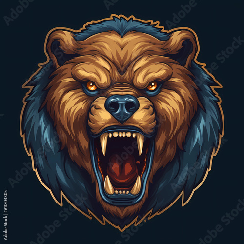 Angry Bear Head Gaming Logo Design Icon Template Illustration