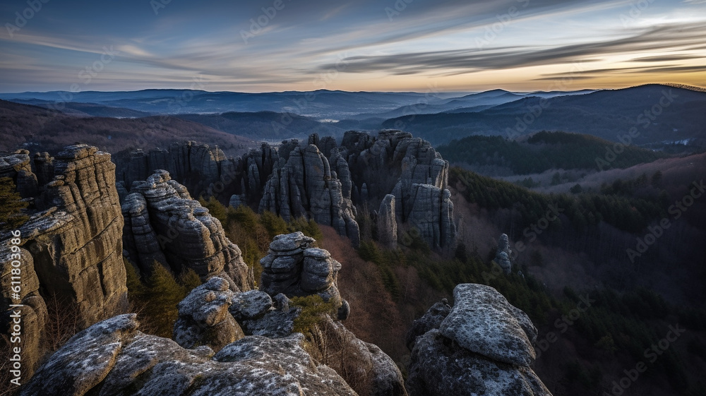 Adrspach-Teplice Rocks landscape in Czechia created using AI generative technology  